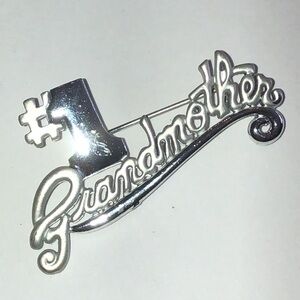 Silver Tone #1 Grandmother Brooch